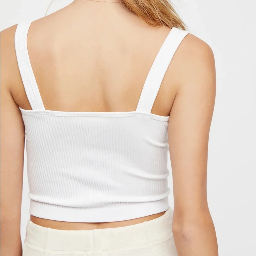 Free People Solid Rib Brami Top White XS/S - Picture 2 of 4